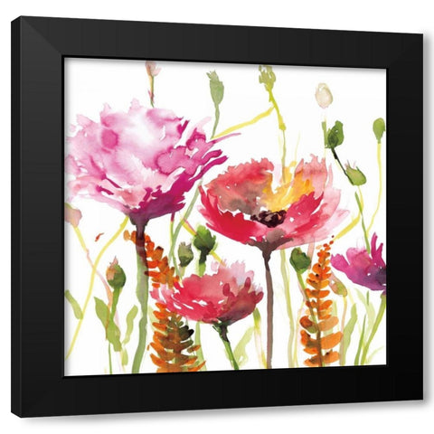 Blooms and Buds Black Modern Wood Framed Art Print with Double Matting by Meyers, Rebecca