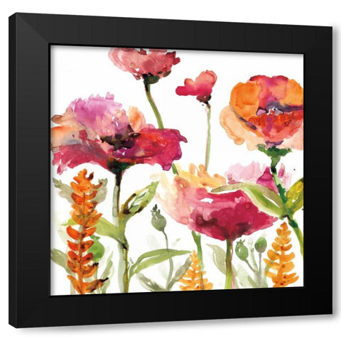 Blooms and Greens Black Modern Wood Framed Art Print by Meyers, Rebecca