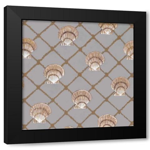 Scallop Shell Net Black Modern Wood Framed Art Print with Double Matting by Fisk, Arnie