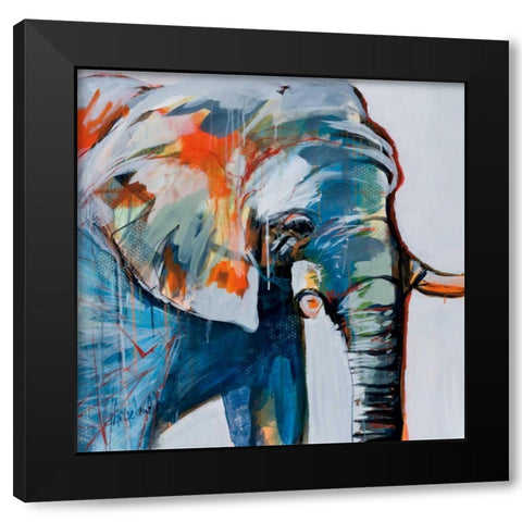 Mr. Silver Hair Black Modern Wood Framed Art Print by Maritz, Angela