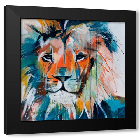 Do You Want My Lions Share Black Modern Wood Framed Art Print by Maritz, Angela