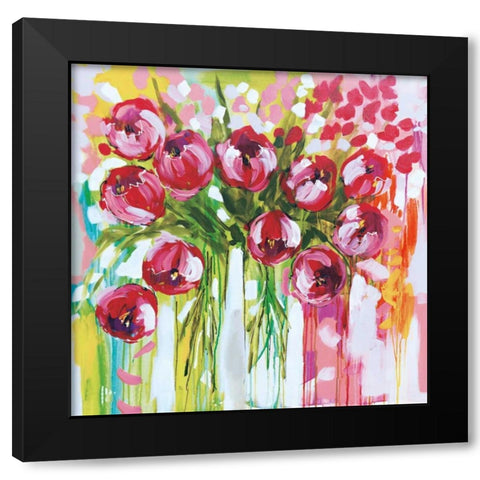 Razzle Dazzle Tulips Black Modern Wood Framed Art Print by Brooks, Amanda J.