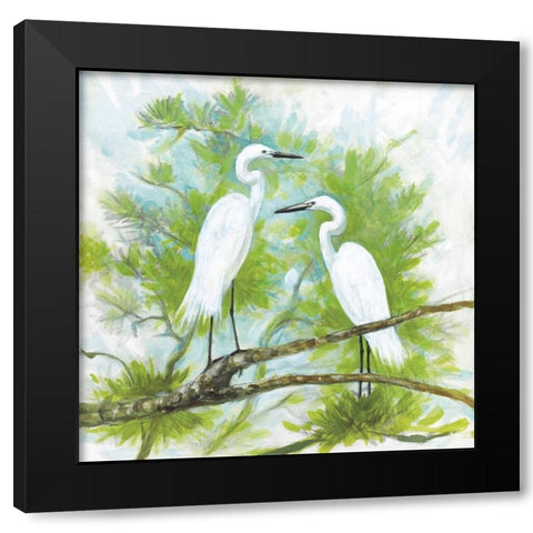 Herons Black Modern Wood Framed Art Print by Fisk, Arnie