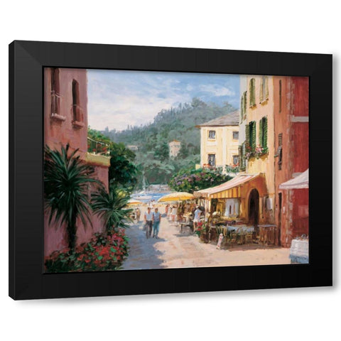Al Fresco - Portofino Black Modern Wood Framed Art Print with Double Matting by Bates, George