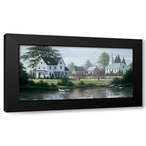 Rivers Edge Black Modern Wood Framed Art Print by Saunders, Bill