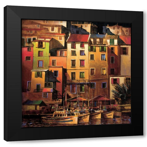Mediterranean Gold Black Modern Wood Framed Art Print by OToole, Michael