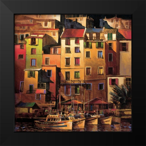 Mediterranean Gold Black Modern Wood Framed Art Print by OToole, Michael