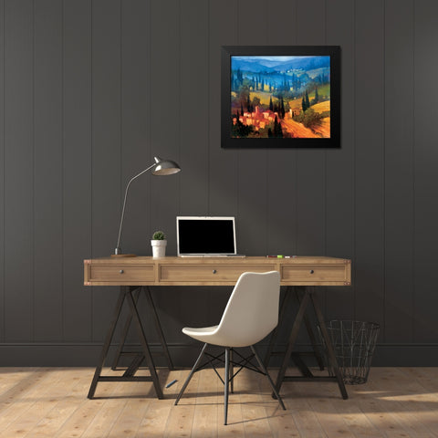 Tuscan Valley View Black Modern Wood Framed Art Print by Craig, Philip