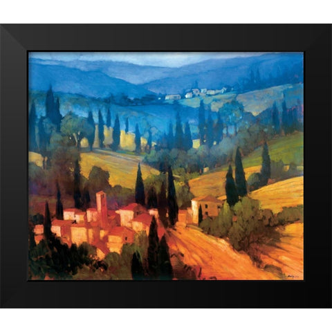 Tuscan Valley View Black Modern Wood Framed Art Print by Craig, Philip