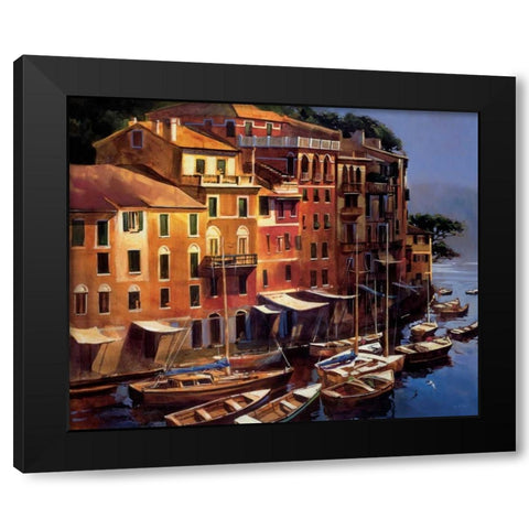 Mediterranean Port Black Modern Wood Framed Art Print with Double Matting by OToole, Michael