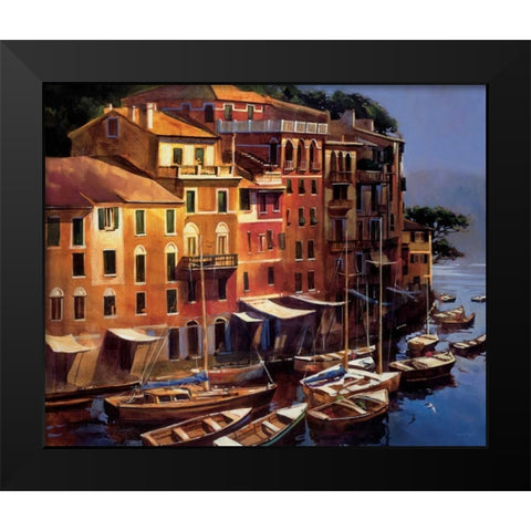 Mediterranean Port Black Modern Wood Framed Art Print by OToole, Michael