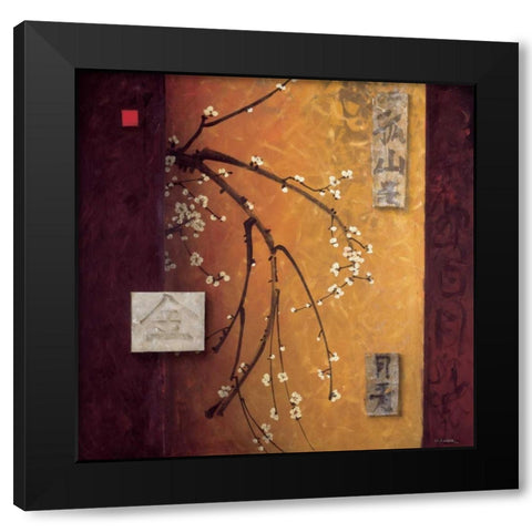 Oriental Blossoms II Black Modern Wood Framed Art Print with Double Matting by Li-Leger, Don