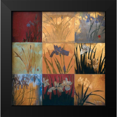 Iris Nine Patch II Black Modern Wood Framed Art Print by Li-Leger, Don
