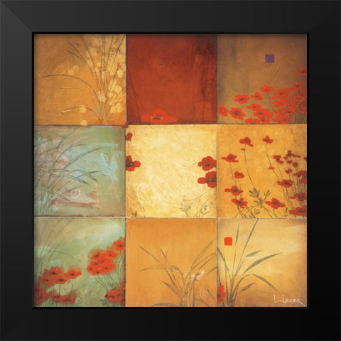 Poppy Nine Patch Black Modern Wood Framed Art Print by Li-Leger, Don