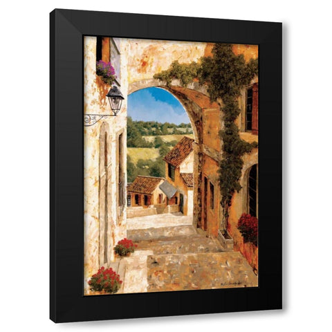 Going Down to the Village Black Modern Wood Framed Art Print with Double Matting by Archambault, Gilles