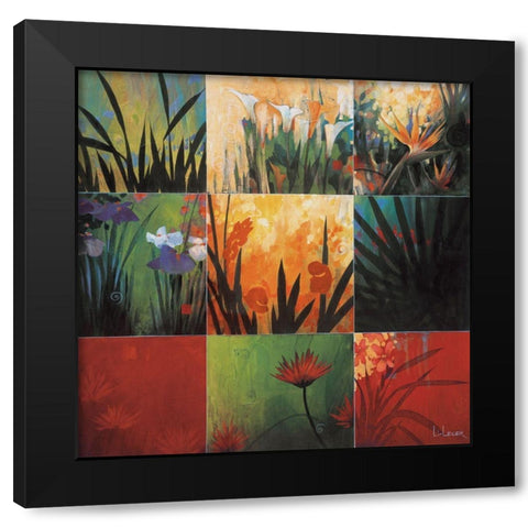 Tropical Nine Patch Black Modern Wood Framed Art Print by Li-Leger, Don