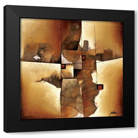 Melted Patterns Black Modern Wood Framed Art Print with Double Matting by Wang, Yehan