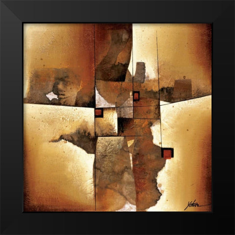 Melted Patterns Black Modern Wood Framed Art Print by Wang, Yehan