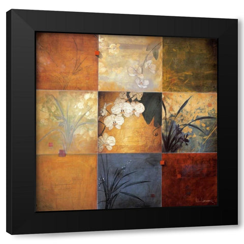 Orchid Nine Patch Black Modern Wood Framed Art Print with Double Matting by Li-Leger, Don