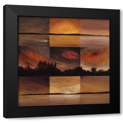 Horizontal Lines Black Modern Wood Framed Art Print by Kaminsky, Earl