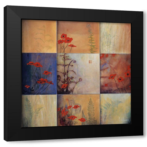 Fern Nine Patch Black Modern Wood Framed Art Print by Li-Leger, Don