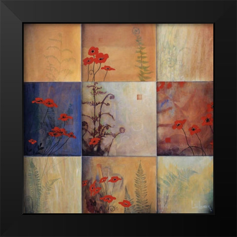 Fern Nine Patch Black Modern Wood Framed Art Print by Li-Leger, Don