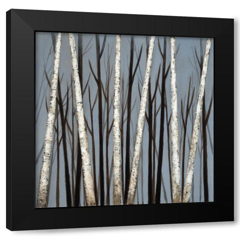 Birch Shadows Black Modern Wood Framed Art Print by EVE