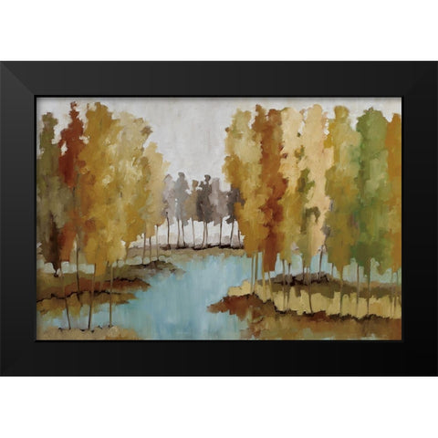 Lake View - Trees Black Modern Wood Framed Art Print by Ellens, Jacqueline