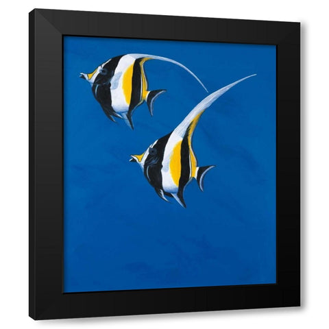 Moorish Idols - Blue Black Modern Wood Framed Art Print by Siddle, Keith