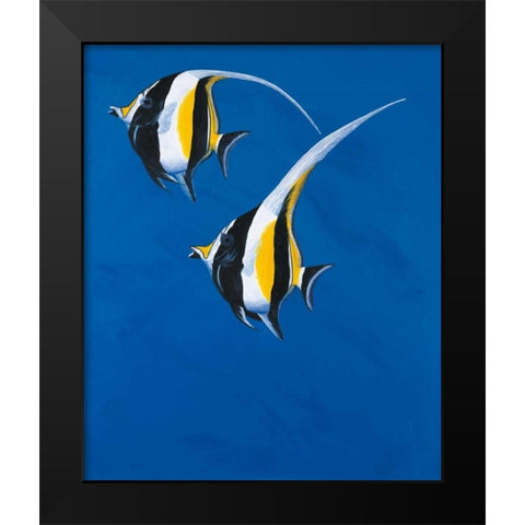Moorish Idols - Blue Black Modern Wood Framed Art Print by Siddle, Keith