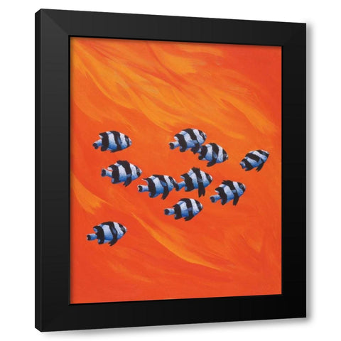 10 Black-Tailed Humbugs Black Modern Wood Framed Art Print with Double Matting by Siddle, Keith