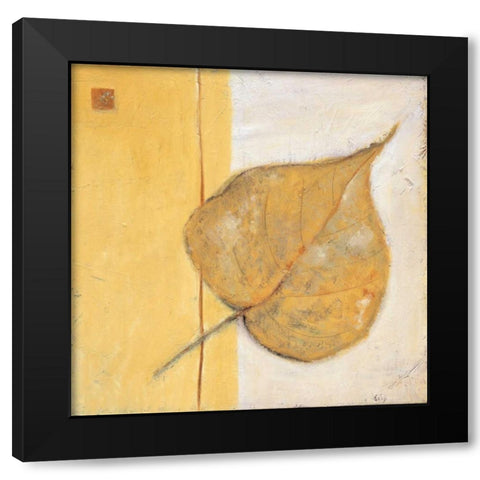 Leaf Impression - Ochre Black Modern Wood Framed Art Print by Salemink-Roos, Ursula