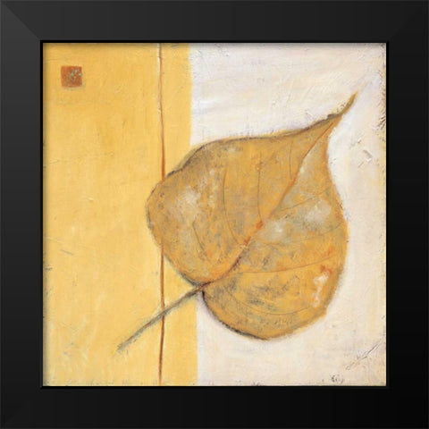 Leaf Impression - Ochre Black Modern Wood Framed Art Print by Salemink-Roos, Ursula