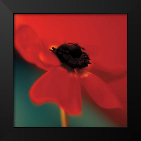 Red on Turquoise Black Modern Wood Framed Art Print by Butler, Jane-Ann