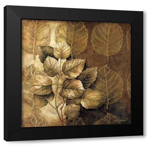 Leaf Patterns III Black Modern Wood Framed Art Print by Thompson, Linda