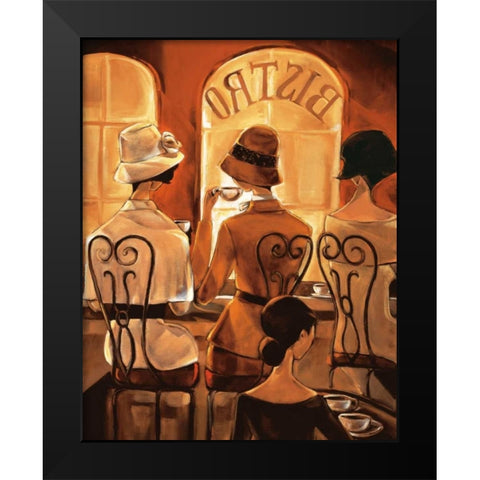 Rendez-vous au Bistro Black Modern Wood Framed Art Print by Biddle, Trish