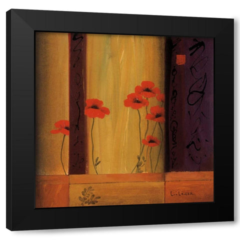 Poppy Tile I Black Modern Wood Framed Art Print with Double Matting by Li-Leger, Don
