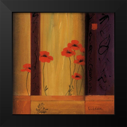 Poppy Tile I Black Modern Wood Framed Art Print by Li-Leger, Don