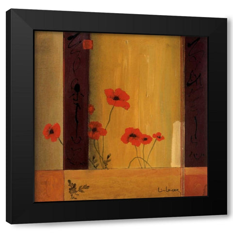 Poppy Tile II Black Modern Wood Framed Art Print by Li-Leger, Don