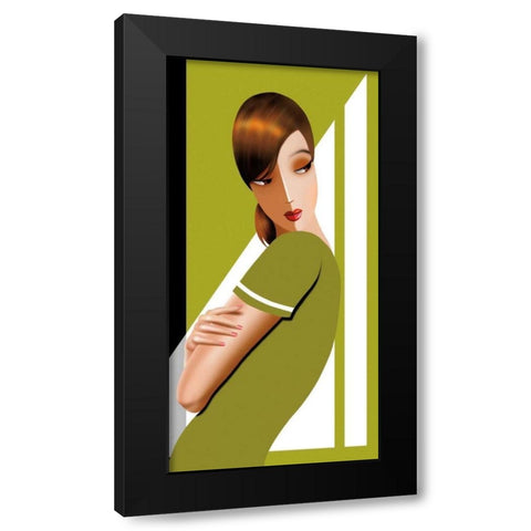 Jennifer in Greens Black Modern Wood Framed Art Print with Double Matting by Bravo, Jordan