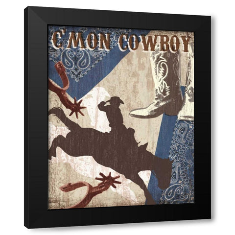 Cmon Cowboy Black Modern Wood Framed Art Print with Double Matting by Venter, Tandi