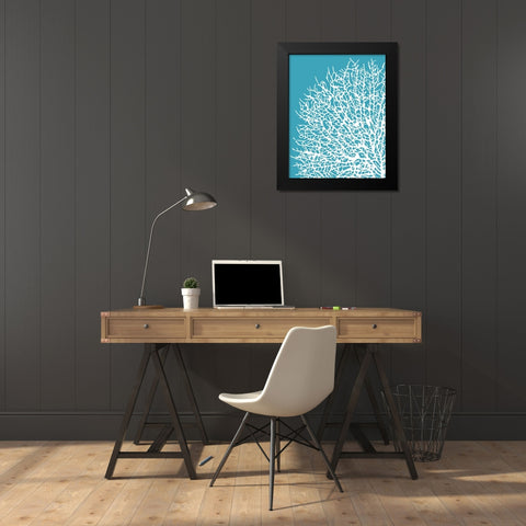 Aqua Coral I Black Modern Wood Framed Art Print by Berg, Sabine