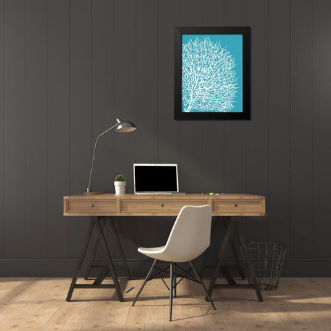 Aqua Coral II Black Modern Wood Framed Art Print by Berg, Sabine