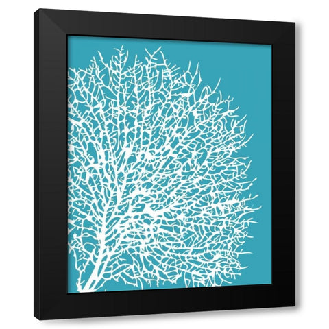 Aqua Coral II Black Modern Wood Framed Art Print with Double Matting by Berg, Sabine