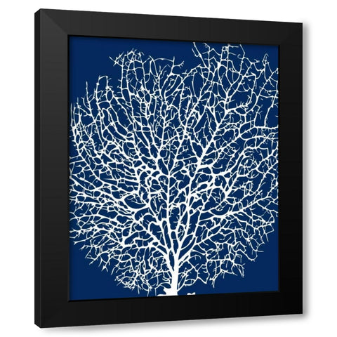Navy Coral II Black Modern Wood Framed Art Print by Berg, Sabine