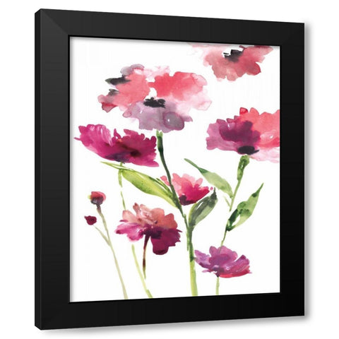 Razzleberry Blossoms Black Modern Wood Framed Art Print by Meyers, Rebecca