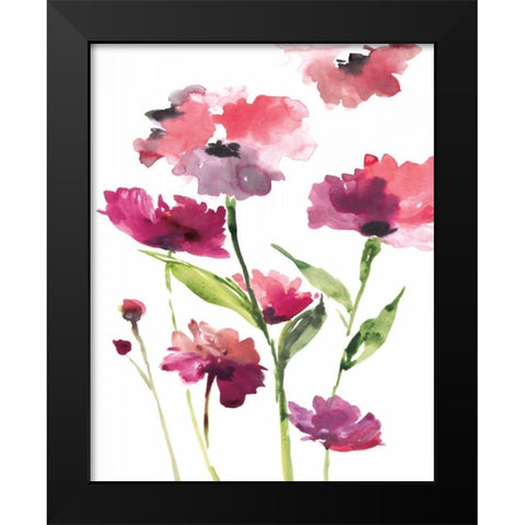 Razzleberry Blossoms Black Modern Wood Framed Art Print by Meyers, Rebecca