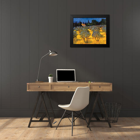Les Olives en Printemps Black Modern Wood Framed Art Print by Craig, Philip