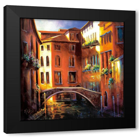 Sunset in Venice Black Modern Wood Framed Art Print with Double Matting by OToole, Nancy