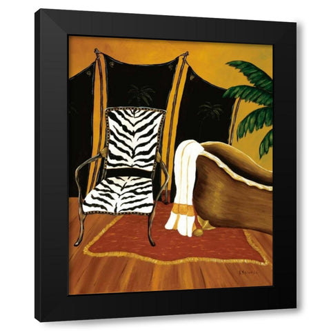 Safari Bath Black Modern Wood Framed Art Print with Double Matting by Sewell, Krista